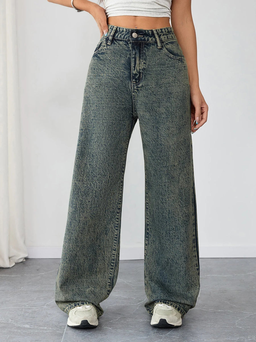Alwanova Vintage Wide-Leg Denim Jeans