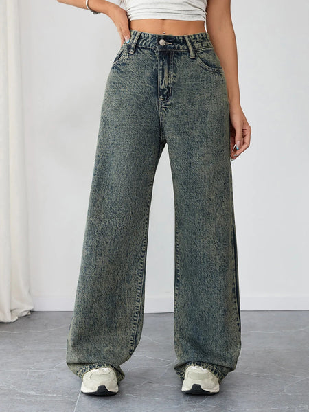 Alwanova Vintage Wide-Leg Denim Jeans