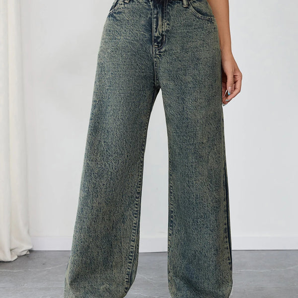 Alwanova Vintage Wide-Leg Denim Jeans
