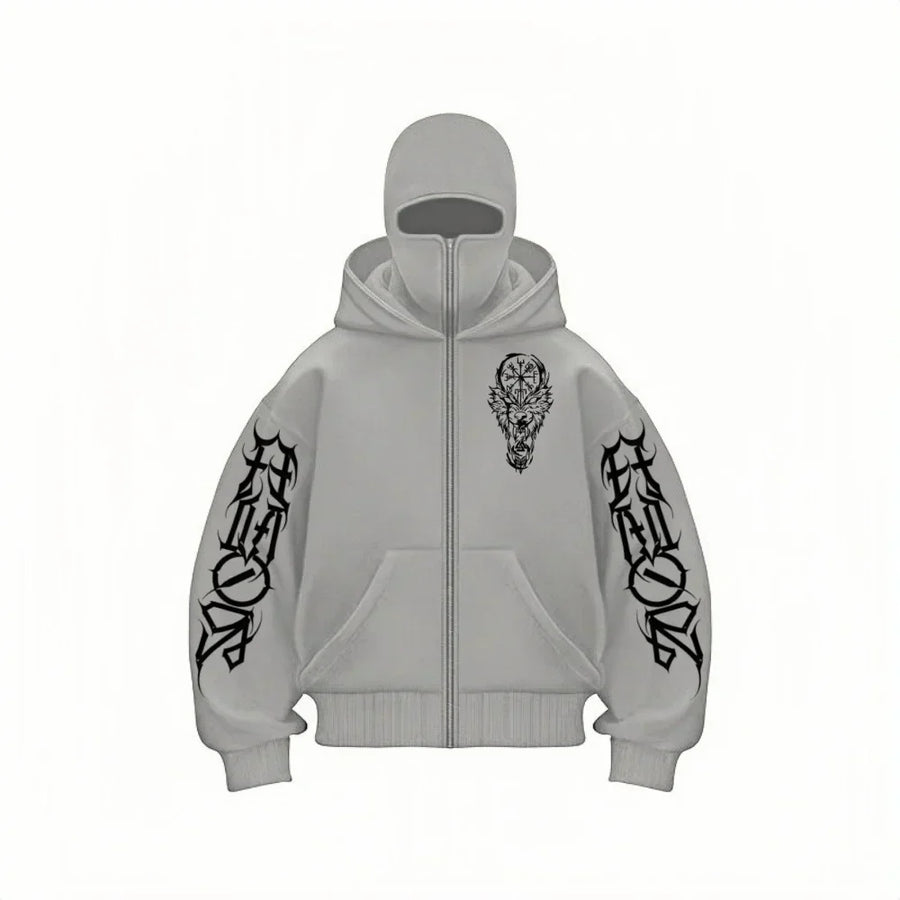 Alwanova Y2K Double-Hat Zip Hoodie