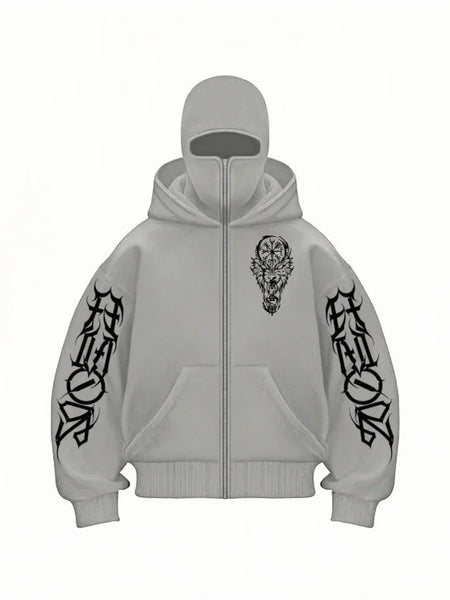 Alwanova Y2K Double-Hat Zip Hoodie