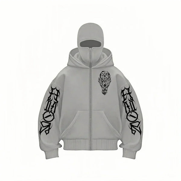 Alwanova Y2K Double-Hat Zip Hoodie