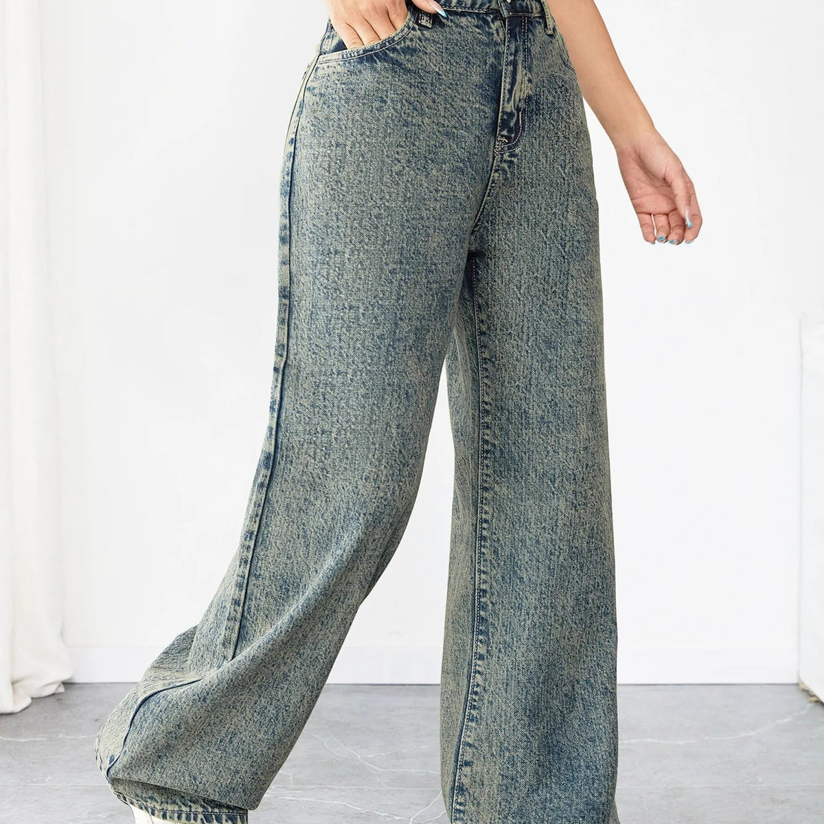 Alwanova Vintage Wide-Leg Denim Jeans