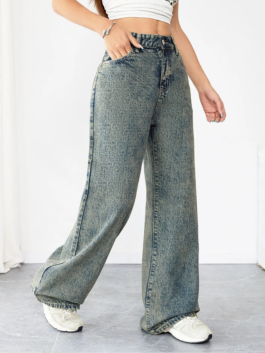 Alwanova Vintage Wide-Leg Denim Jeans