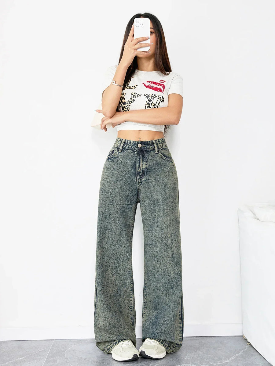 Alwanova Vintage Wide-Leg Denim Jeans