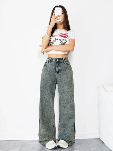 Alwanova Vintage Wide-Leg Denim Jeans