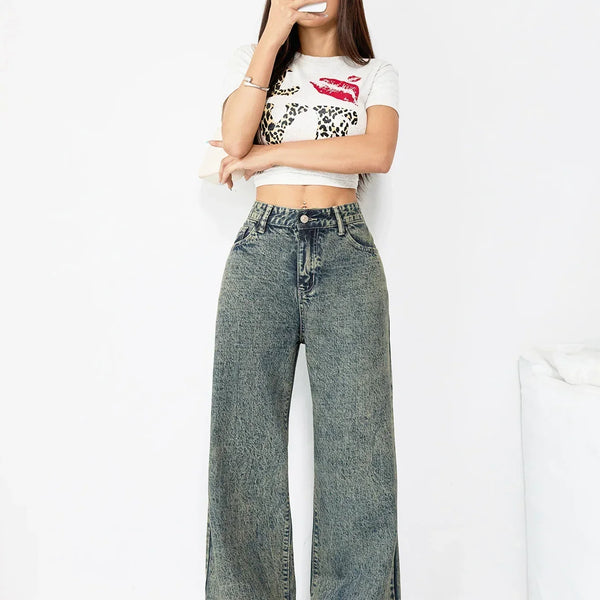 Alwanova Vintage Wide-Leg Denim Jeans