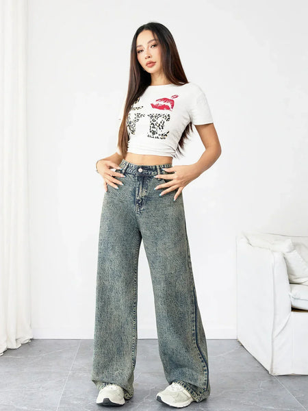 Alwanova Vintage Wide-Leg Denim Jeans