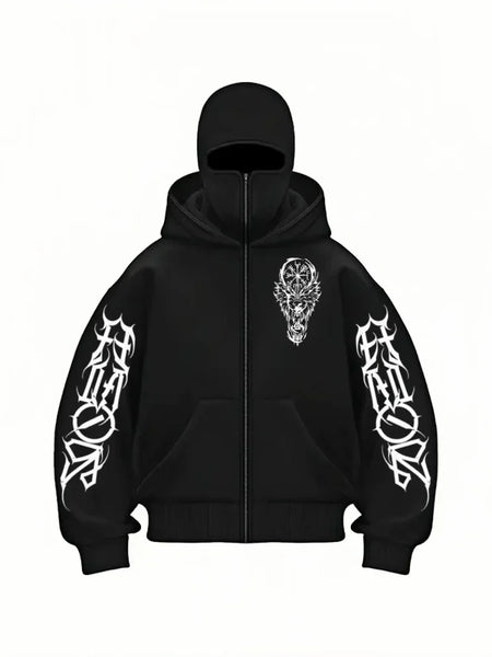 Alwanova Y2K Double-Hat Zip Hoodie