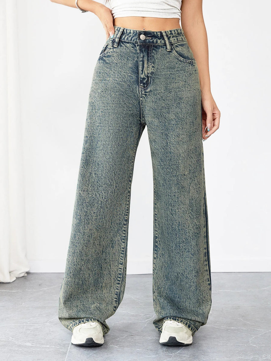 Alwanova Vintage Wide-Leg Denim Jeans