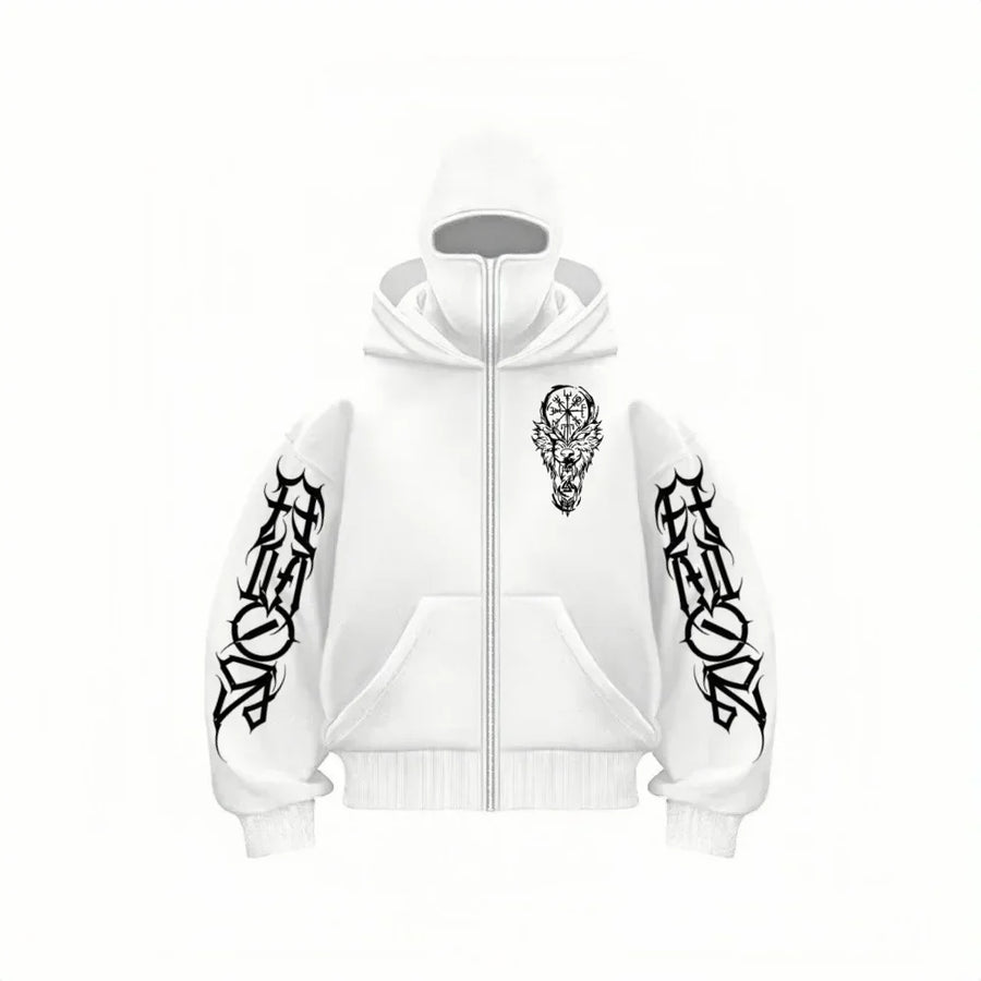 Alwanova Y2K Double-Hat Zip Hoodie