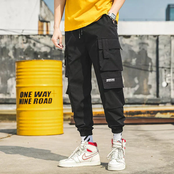Alwanova Oversized Black Cargo Joggers