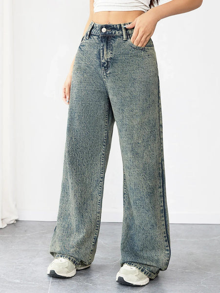Alwanova Vintage Wide-Leg Denim Jeans