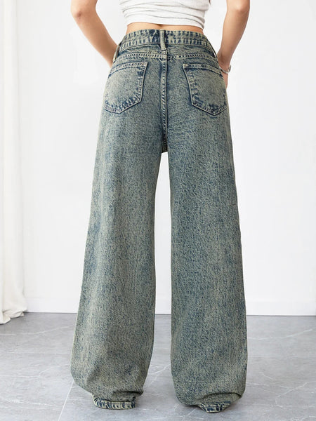 Alwanova Vintage Wide-Leg Denim Jeans