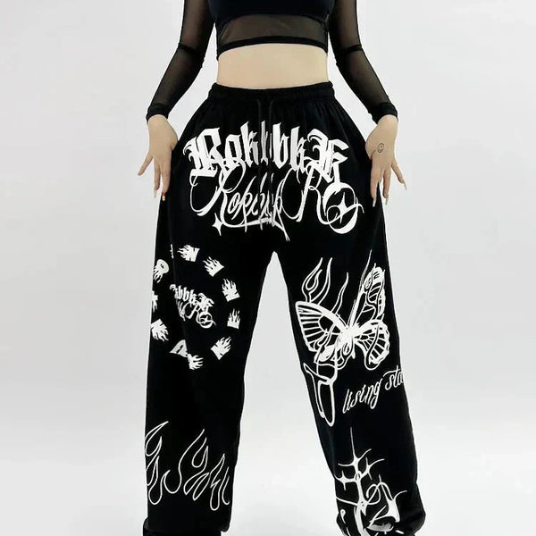 Butterfly Letter Print Pants - WICHUW LTD