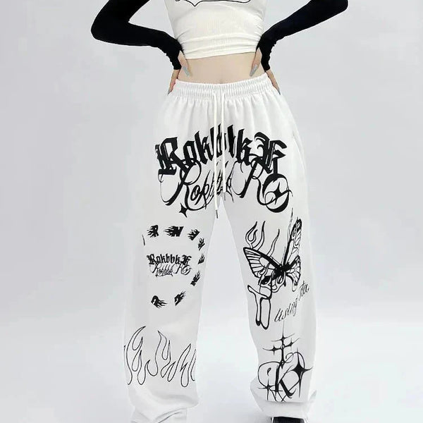 Butterfly Letter Print Pants - WICHUW LTD