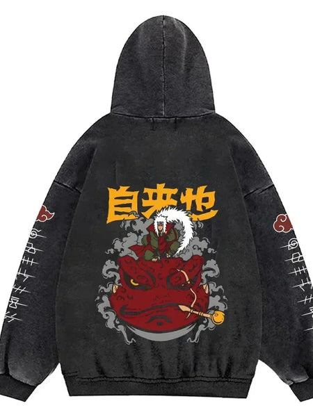 Gothic Manga Acid Wash Hoodie - WICHUW LTD