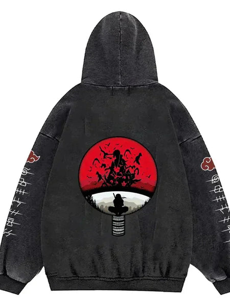 Gothic Manga Acid Wash Hoodie - WICHUW LTD