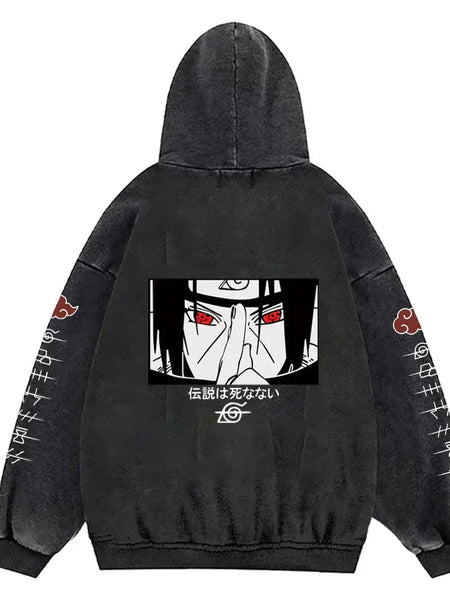 Gothic Manga Acid Wash Hoodie - WICHUW LTD