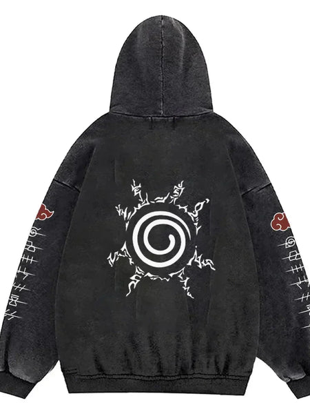 Gothic Manga Acid Wash Hoodie - WICHUW LTD