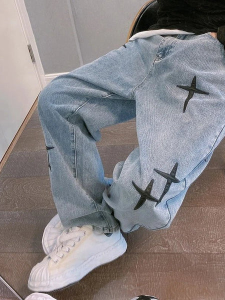 Wichuw Men's Printed Baggy Jeans - Wichuw